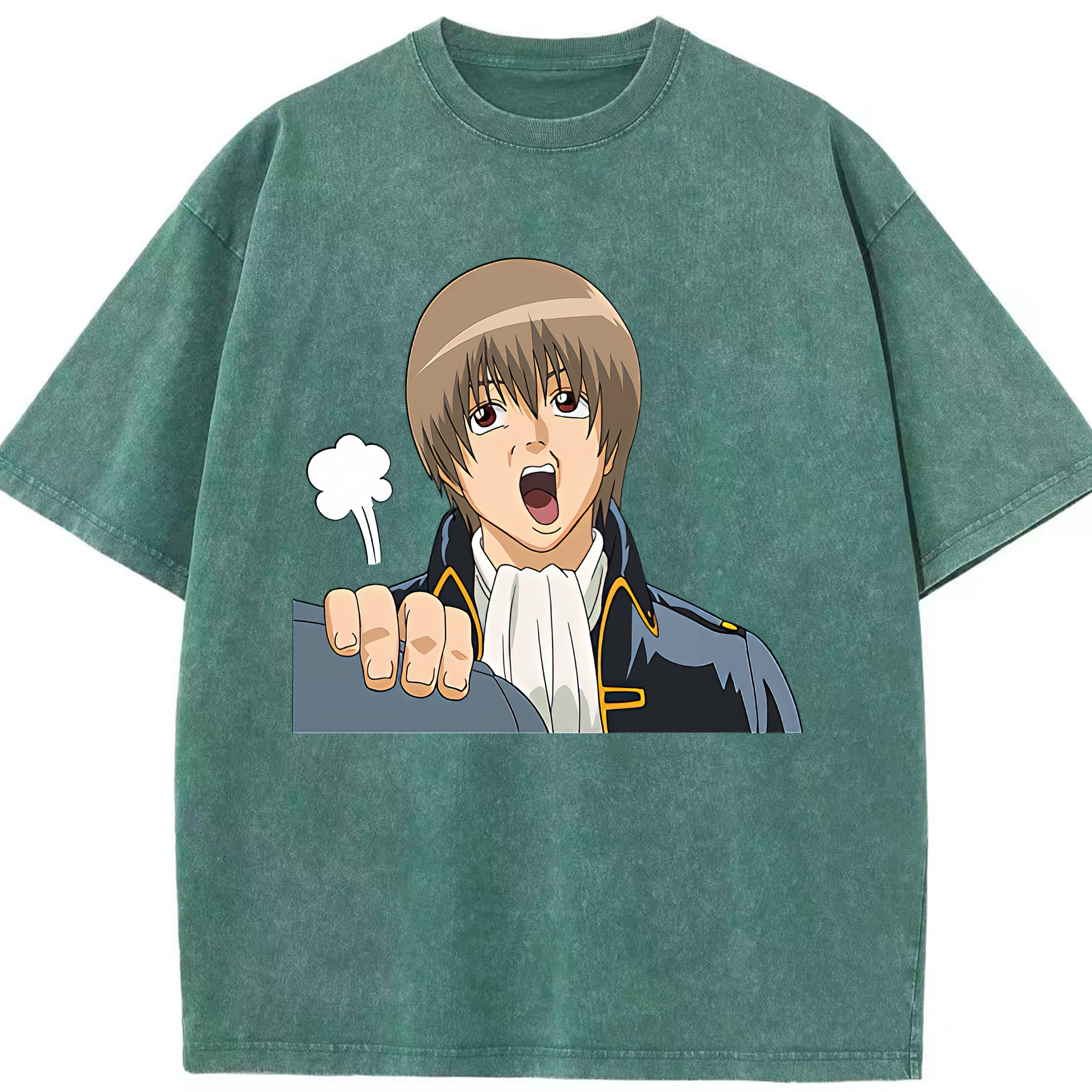（画像用） ぎんたま 坂田銀時（さかたぎんとき） 神楽 志村新八（しむら しんぱち） GINTAMA Sakata Gintoki Kagura Shimura Shinpachi 綿100% ヴィンテージ風 半袖Tシャツ（フロントプリント）